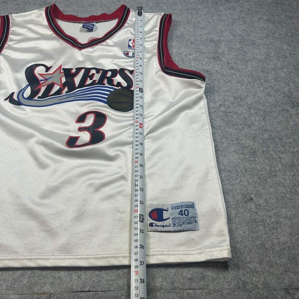 VTG 90's Allen Iverson #3 Philadelphia 76ers Jersey Men's Medium 40 White NBA - Picture 5 of 16